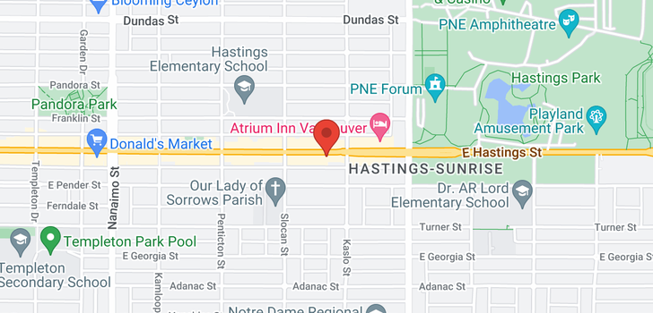 map of 2772 E HASTINGS STREET